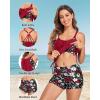 imageHolipick Blouson Tankini Swimsuits for Women  Two Piece Tummy Control Bathing Suit with Shorts Modest SwimwearRed Flower