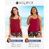 imageHolipick Blouson Tankini Swimsuits for Women  Two Piece Tummy Control Bathing Suit with Shorts Modest SwimwearRed Flower