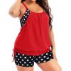 imageHolipick Blouson Tankini Swimsuits for Women  Two Piece Tummy Control Bathing Suit with Shorts Modest SwimwearRed Polka Dot