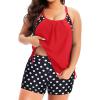 imageHolipick Blouson Tankini Swimsuits for Women  Two Piece Tummy Control Bathing Suit with Shorts Modest SwimwearRed Polka Dot