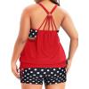 imageHolipick Blouson Tankini Swimsuits for Women  Two Piece Tummy Control Bathing Suit with Shorts Modest SwimwearRed Polka Dot