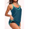 imageHolipick Blouson Tankini Swimsuits for Women  Two Piece Tummy Control Bathing Suit with Shorts Modest SwimwearTeal and Green With Pocket