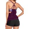 imageHolipick Blouson Tankini Swimsuits for Women  Two Piece Tummy Control Bathing Suit with Shorts Modest SwimwearWine Red
