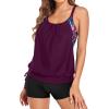 imageHolipick Blouson Tankini Swimsuits for Women  Two Piece Tummy Control Bathing Suit with Shorts Modest SwimwearWine Red