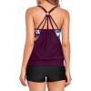 imageHolipick Blouson Tankini Swimsuits for Women  Two Piece Tummy Control Bathing Suit with Shorts Modest SwimwearWine Red