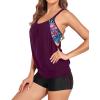 imageHolipick Blouson Tankini Swimsuits for Women  Two Piece Tummy Control Bathing Suit with Shorts Modest SwimwearWine Red