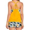 imageHolipick Blouson Tankini Swimsuits for Women  Two Piece Tummy Control Bathing Suit with Shorts Modest SwimwearYellow Floral