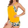 imageHolipick Blouson Tankini Swimsuits for Women  Two Piece Tummy Control Bathing Suit with Shorts Modest SwimwearYellow Floral