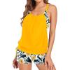 imageHolipick Blouson Tankini Swimsuits for Women  Two Piece Tummy Control Bathing Suit with Shorts Modest SwimwearYellow Floral