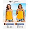 imageHolipick Blouson Tankini Swimsuits for Women  Two Piece Tummy Control Bathing Suit with Shorts Modest SwimwearYellow Floral