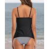 imageHolipick Two Piece Tankini Bathing Suits for Women Tummy Control Swimsuits High Neck Swim Tankini Top with Bikini BottomBlack Striped