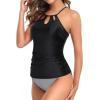 imageHolipick Two Piece Tankini Bathing Suits for Women Tummy Control Swimsuits High Neck Swim Tankini Top with Bikini BottomBlack Striped