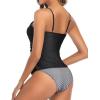 imageHolipick Two Piece Tankini Bathing Suits for Women Tummy Control Swimsuits High Neck Swim Tankini Top with Bikini BottomBlack Striped