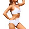 imageHolipick Women Two Piece High Waisted Bikini Set Tummy Control Bathing Suit Full Coverage SwimsuitWhite