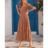 imageHolipick Womens Casual Dress Square Neck Smocked Shirred Puff Sleeve Cute Long Flowy Maxi A Line Boho DressesBrown Floral