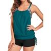 imageHolipick Blouson Tankini Swimsuits for Women  Two Piece Tummy Control Bathing Suit with Shorts Modest SwimwearGreen