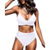 imageHolipick Women Two Piece High Waisted Bikini Set Tummy Control Bathing Suit Full Coverage SwimsuitWhite