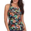 imageHolipick High Neck Tankini Top Bathing Suit Tops for Women Tummy Control Tank Tops SwimsuitsBlack Colorful Flower