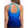imageHolipick High Neck Tankini Top Bathing Suit Tops for Women Tummy Control Tank Tops SwimsuitsBlue Gradient