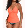 imageHolipick Tummy Control Two Piece Tankini Set Swimsuits for Women V Neck Tankini Top Bathing Suits with Swim BottomOrange Floral