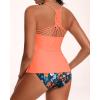 imageHolipick Tummy Control Two Piece Tankini Set Swimsuits for Women V Neck Tankini Top Bathing Suits with Swim BottomOrange Floral