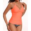 imageHolipick Tummy Control Two Piece Tankini Set Swimsuits for Women V Neck Tankini Top Bathing Suits with Swim BottomOrange Floral