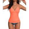 imageHolipick Tummy Control Two Piece Tankini Set Swimsuits for Women V Neck Tankini Top Bathing Suits with Swim BottomOrange Floral