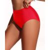 imageHolipick Women Bathing Suit Bottoms  High Waisted Bikini Bottoms Full Coverage Tummy Control Swim BottomRed