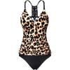 imageHolipick Tummy Control Two Piece Tankini Set Swimsuits for Women V Neck Tankini Top Bathing Suits with Swim BottomLeopard