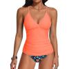 imageHolipick Tummy Control Two Piece Tankini Set Swimsuits for Women V Neck Tankini Top Bathing Suits with Swim BottomOrange Floral