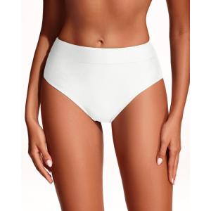 imageHolipick Women Bathing Suit Bottoms  High Waisted Bikini Bottoms Full Coverage Tummy Control Swim BottomWhite 1