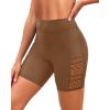 image7quot Swim Shorts Women  High Waisted Swimsuit Shorts Tummy Control Bathing Suit Lace Bottom with LinerBrown