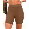 image7quot Swim Shorts Women  High Waisted Swimsuit Shorts Tummy Control Bathing Suit Lace Bottom with LinerBrown
