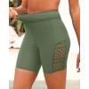 image7quot Swim Shorts Women  High Waisted Swimsuit Shorts Tummy Control Bathing Suit Lace Bottom with LinerOlive Green