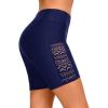 image7quot Swim Shorts Women  High Waisted Swimsuit Shorts Tummy Control Bathing Suit Lace Bottom with LinerNavy Blue