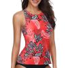 imageHolipick High Neck Tankini Top Bathing Suit Tops for Women Tummy Control Tank Tops SwimsuitsRedBlackWhite