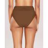 imageHolipick Women High Waisted Bikini Bottoms Tummy Control Swimsuit Bottom High Cut Bathing Suit Swim BottomBrown1