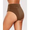 imageHolipick Women High Waisted Bikini Bottoms Tummy Control Swimsuit Bottom High Cut Bathing Suit Swim BottomBrown1