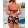 imageHolipick Two Piece Bathing Suit with Shorts for Women Push Up Bikini Swimsuit Set with Boy ShortRed Floral