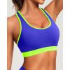 imageHolipick Womens Sports Bra Bikini Tops Racerback Swim Top Scoop Neck Bathing Suits Top Modest Padded Crop Tops Swimsuit OnlyBlueneon Green
