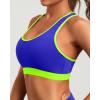 imageHolipick Womens Sports Bra Bikini Tops Racerback Swim Top Scoop Neck Bathing Suits Top Modest Padded Crop Tops Swimsuit OnlyBlueneon Green
