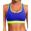 imageHolipick Womens Sports Bra Bikini Tops Racerback Swim Top Scoop Neck Bathing Suits Top Modest Padded Crop Tops Swimsuit OnlyBlueneon Green