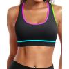 imageHolipick Womens Sports Bra Bikini Tops Racerback Swim Top Scoop Neck Bathing Suits Top Modest Padded Crop Tops Swimsuit OnlyColorful Black