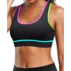 imageHolipick Womens Sports Bra Bikini Tops Racerback Swim Top Scoop Neck Bathing Suits Top Modest Padded Crop Tops Swimsuit OnlyColorful Black