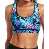 imageHolipick Womens Sports Bra Bikini Tops Racerback Swim Top Scoop Neck Bathing Suits Top Modest Padded Crop Tops Swimsuit OnlyColorful Leaves