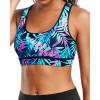 imageHolipick Womens Sports Bra Bikini Tops Racerback Swim Top Scoop Neck Bathing Suits Top Modest Padded Crop Tops Swimsuit OnlyColorful Leaves