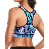imageHolipick Womens Sports Bra Bikini Tops Racerback Swim Top Scoop Neck Bathing Suits Top Modest Padded Crop Tops Swimsuit OnlyColorful Leaves