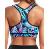 imageHolipick Womens Sports Bra Bikini Tops Racerback Swim Top Scoop Neck Bathing Suits Top Modest Padded Crop Tops Swimsuit OnlyColorful Leaves