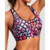imageHolipick Womens Sports Bra Bikini Tops Racerback Swim Top Scoop Neck Bathing Suits Top Modest Padded Crop Tops Swimsuit OnlyColorful Leopard