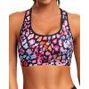 imageHolipick Womens Sports Bra Bikini Tops Racerback Swim Top Scoop Neck Bathing Suits Top Modest Padded Crop Tops Swimsuit OnlyColorful Leopard